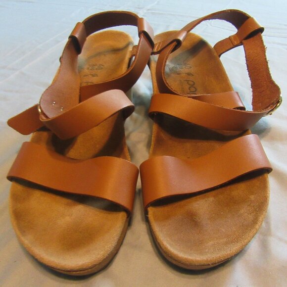 Womens Birkenstock Papillio Sibyl Strappy Leather Wedge Sandals Sz 9 Tan - Picture 1 of 8
